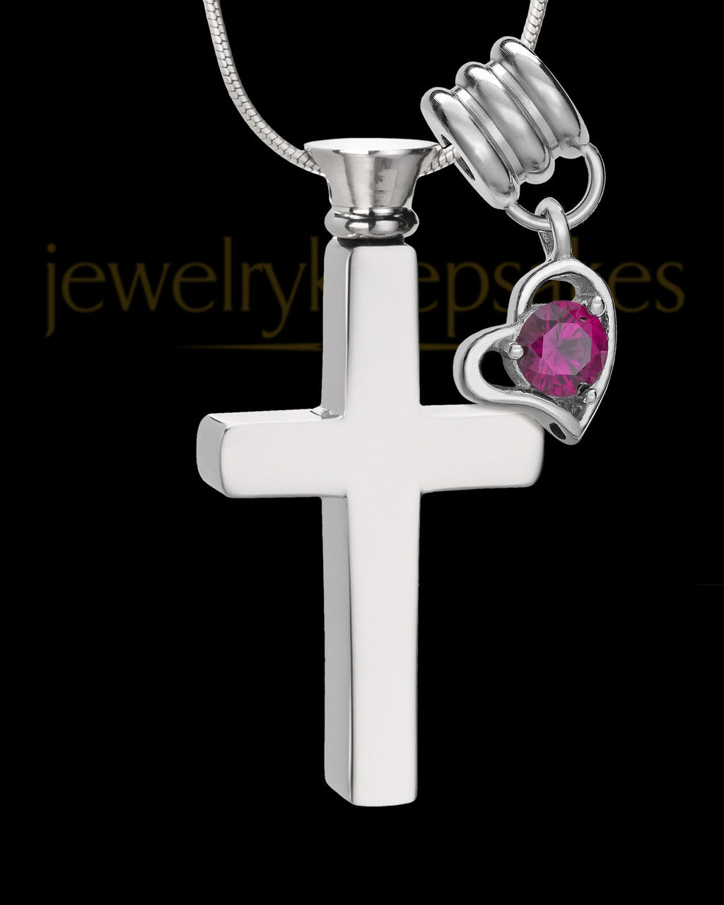 Stainless Cremains Locket July Memorable Cross - Eternity Collection