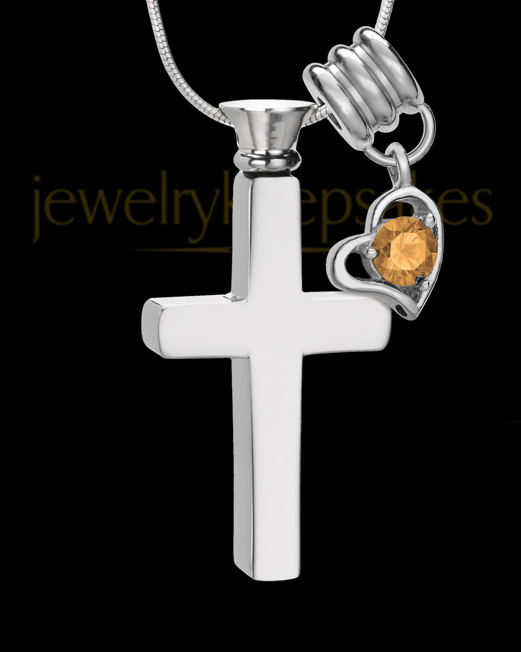 Stainless Cremains Locket November Memorable Cross - Eternity Collection