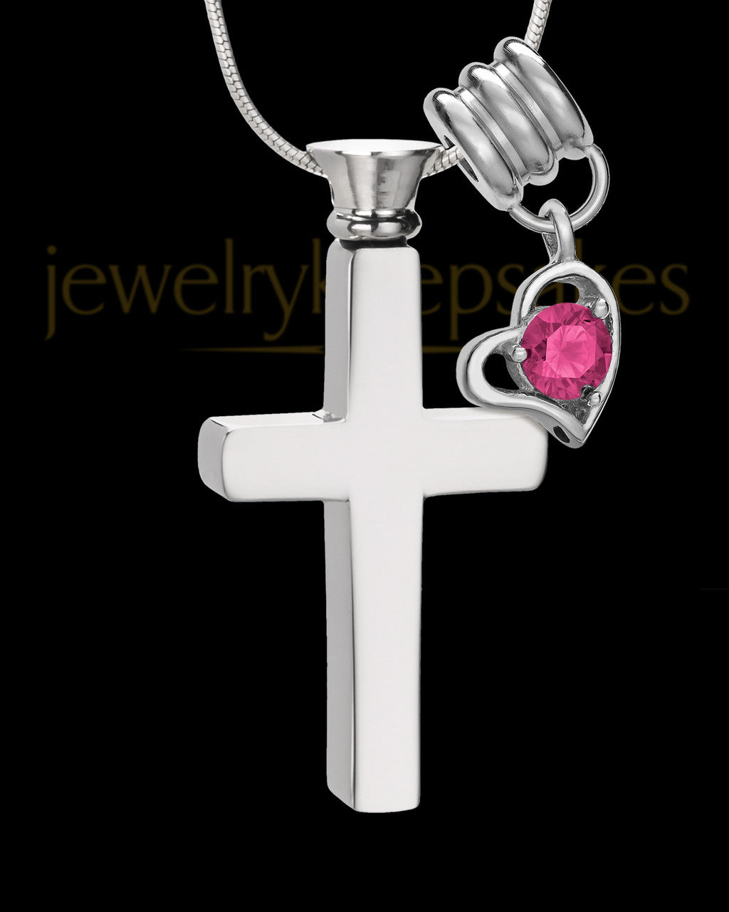 Stainless Cremains Locket October Memorable Cross - Eternity Collection