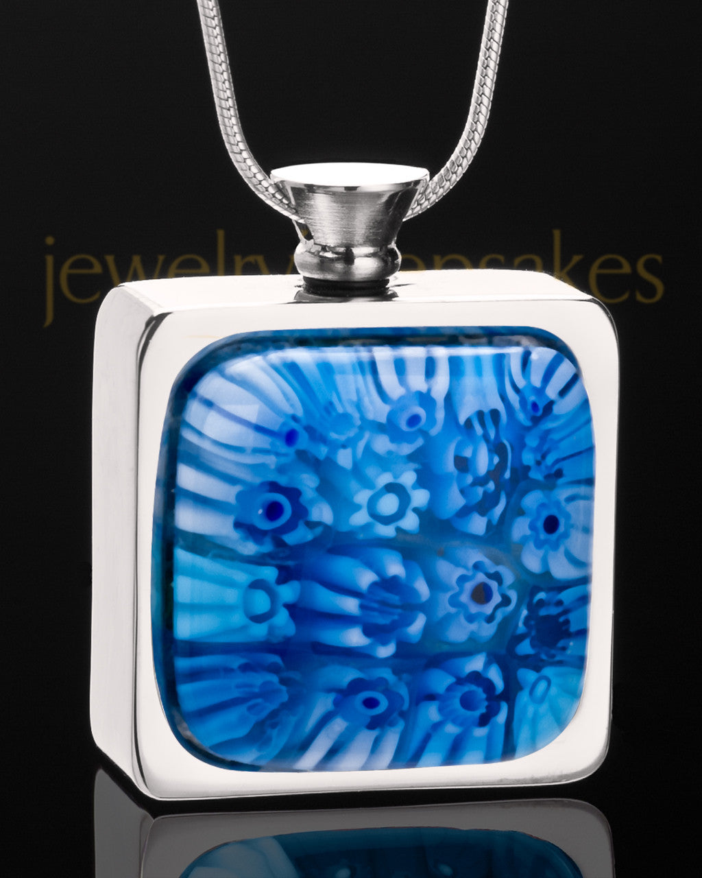 Stainless Steel Sky Blue Bouquet Keepsake Pendant