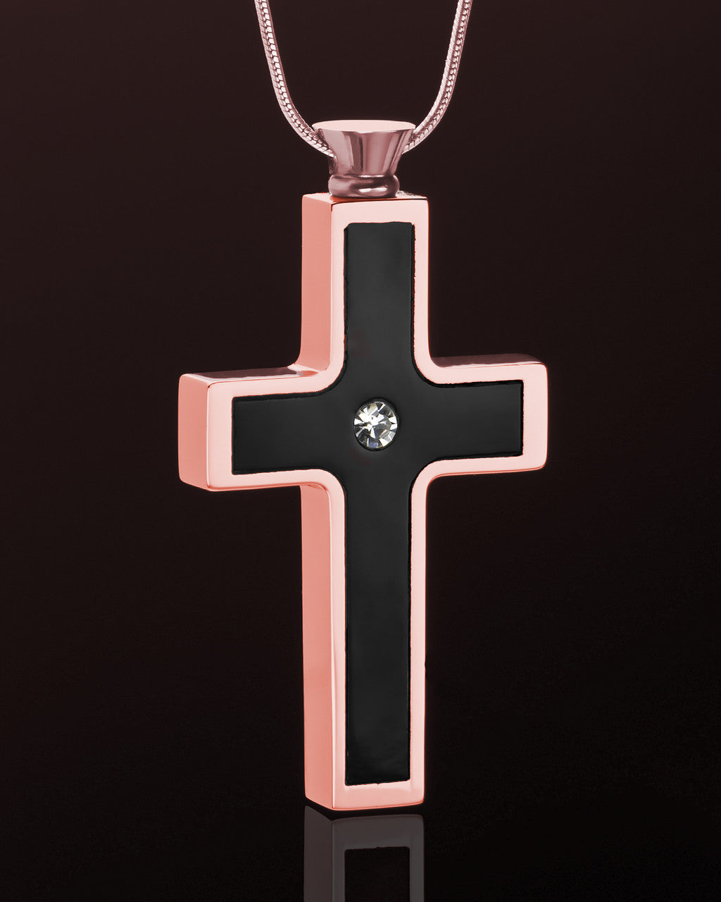 Stainless Rose Gold with Black Jewelry Urn Truthful Cross