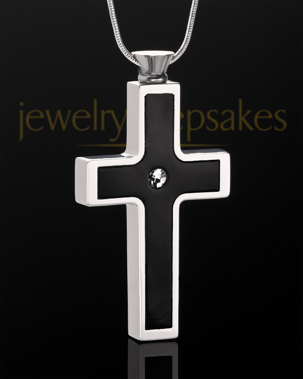 Custom Black Cross Pendant Necklace in Stainless Steel