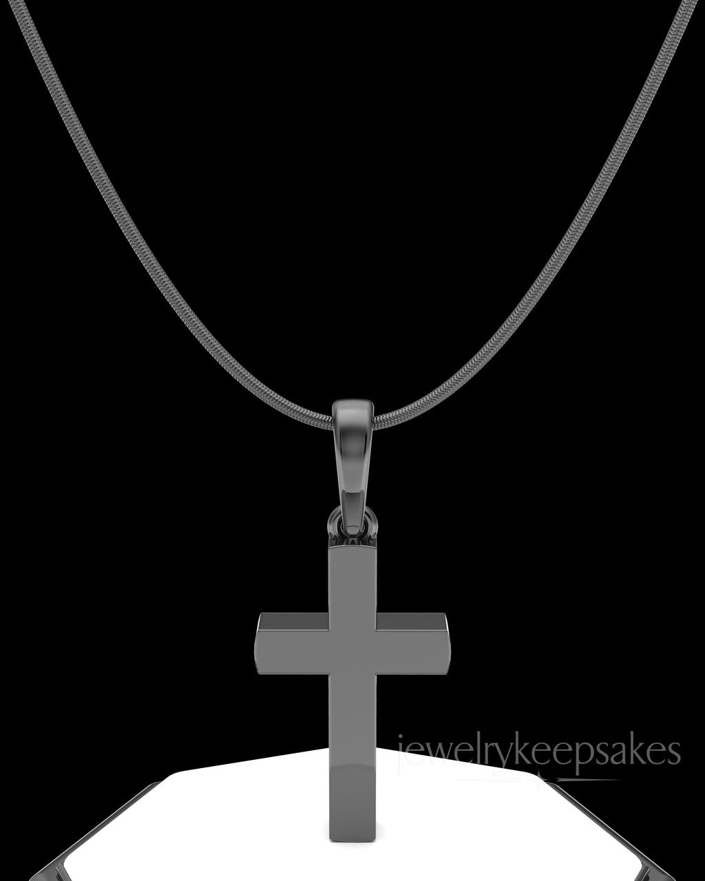 Black Memorable Cross Permanently Sealed Waterproof Cremation Pendant