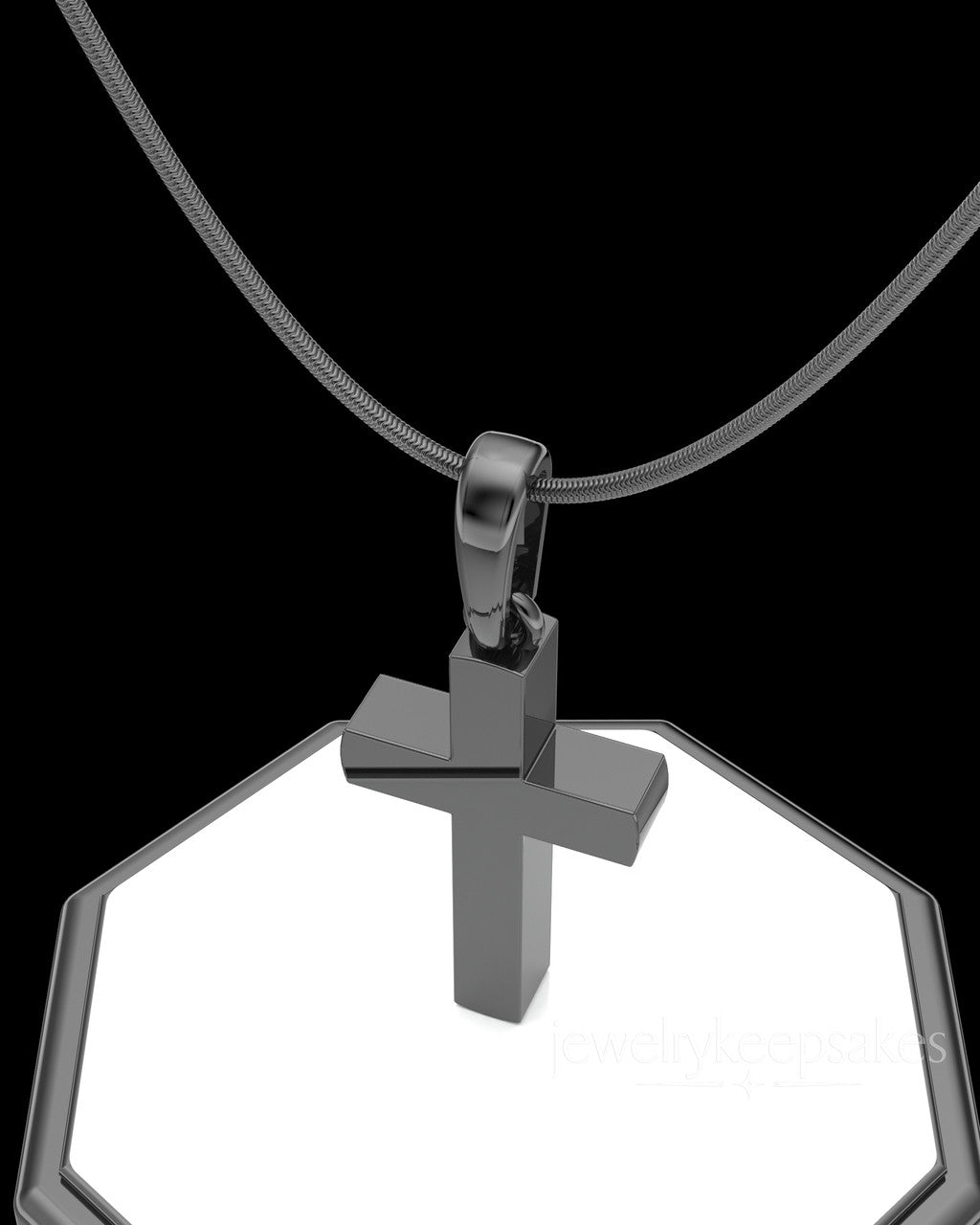 Black Memorable Cross Permanently Sealed Waterproof Cremation Pendant