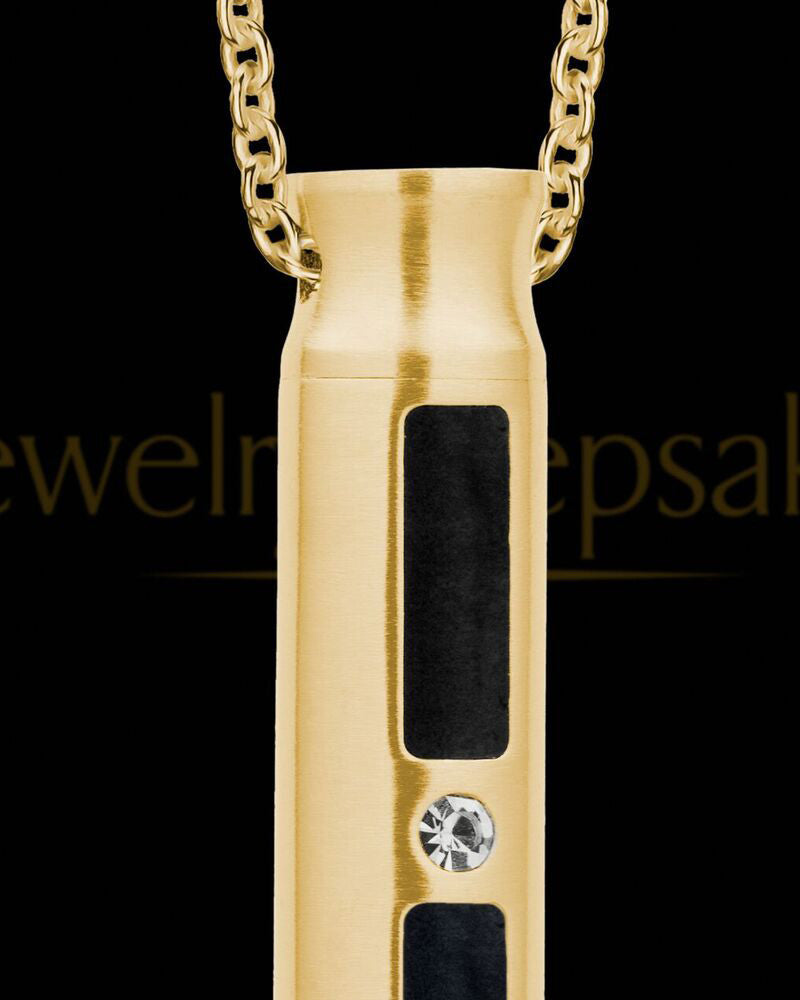 Men's Gold Plated Cylinder Urn Pendant Necklace For Ashes
