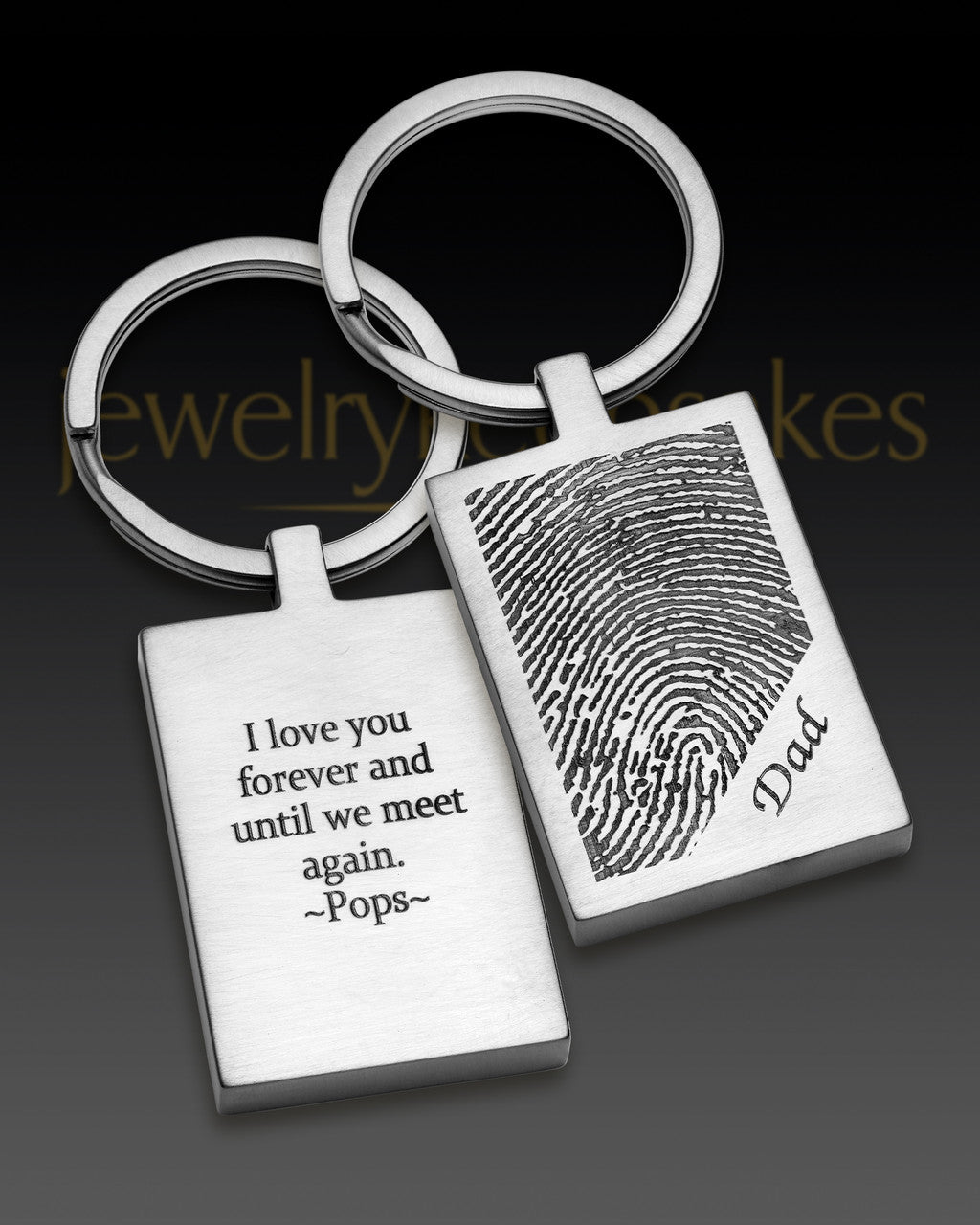 Rectangle Memorial Thumbprint Keychain Stainless Steel With Engraving