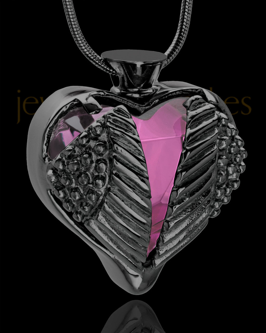 Black Plated Stainless Steel Purple Fond Emotions Jewelry Keepsake