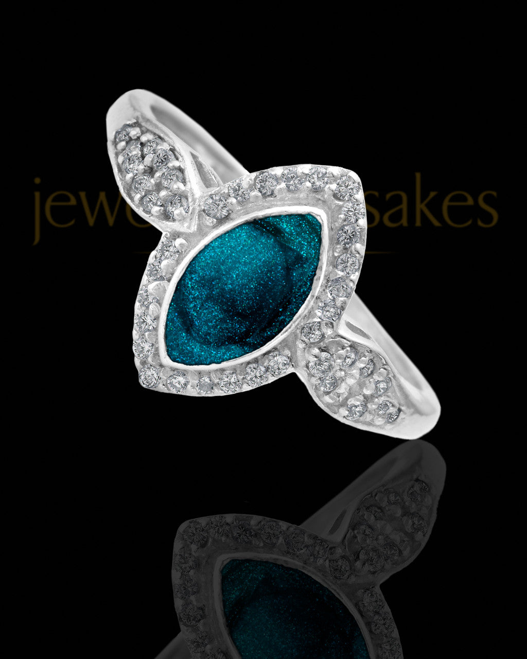 Ladies Prentiss with Teal Silver Ash Ring