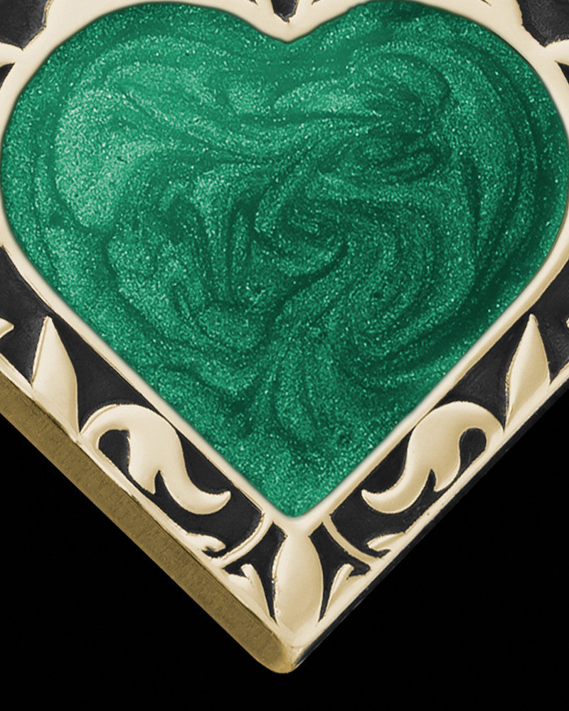 Solid 14K Gold Burning Heart with Olive Ash Jewelry