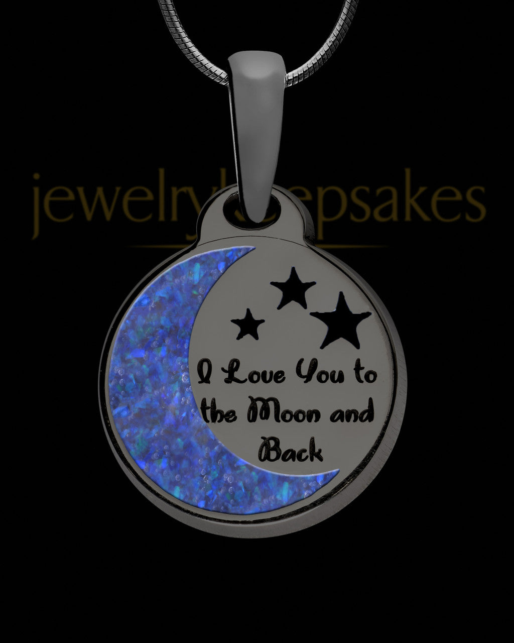 Moon and Back Black Finish with Ocean Tide Opal Ash Jewelry