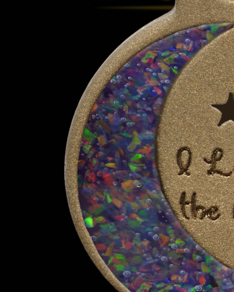 Moon and Back Bronze Finish with Black Blaze Opal Ash Jewelry