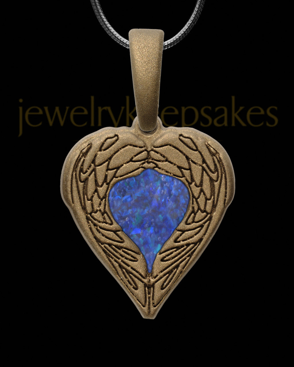 Heart In Flight Bronze Finish with Ocean Tide Opal Ash Jewelry