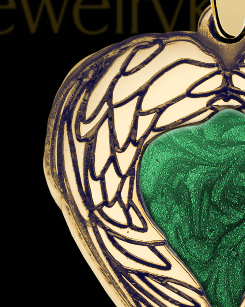 Solid 14K Gold Heart In Flight with Olive Ash Jewelry