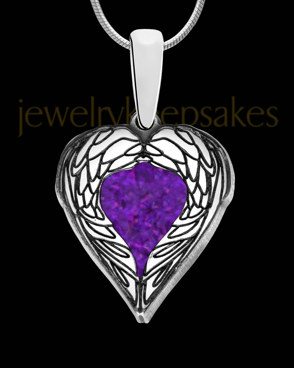 Solid 14K White Gold Heart In Flight with Orchid Pearl Opal Ash Jewelry