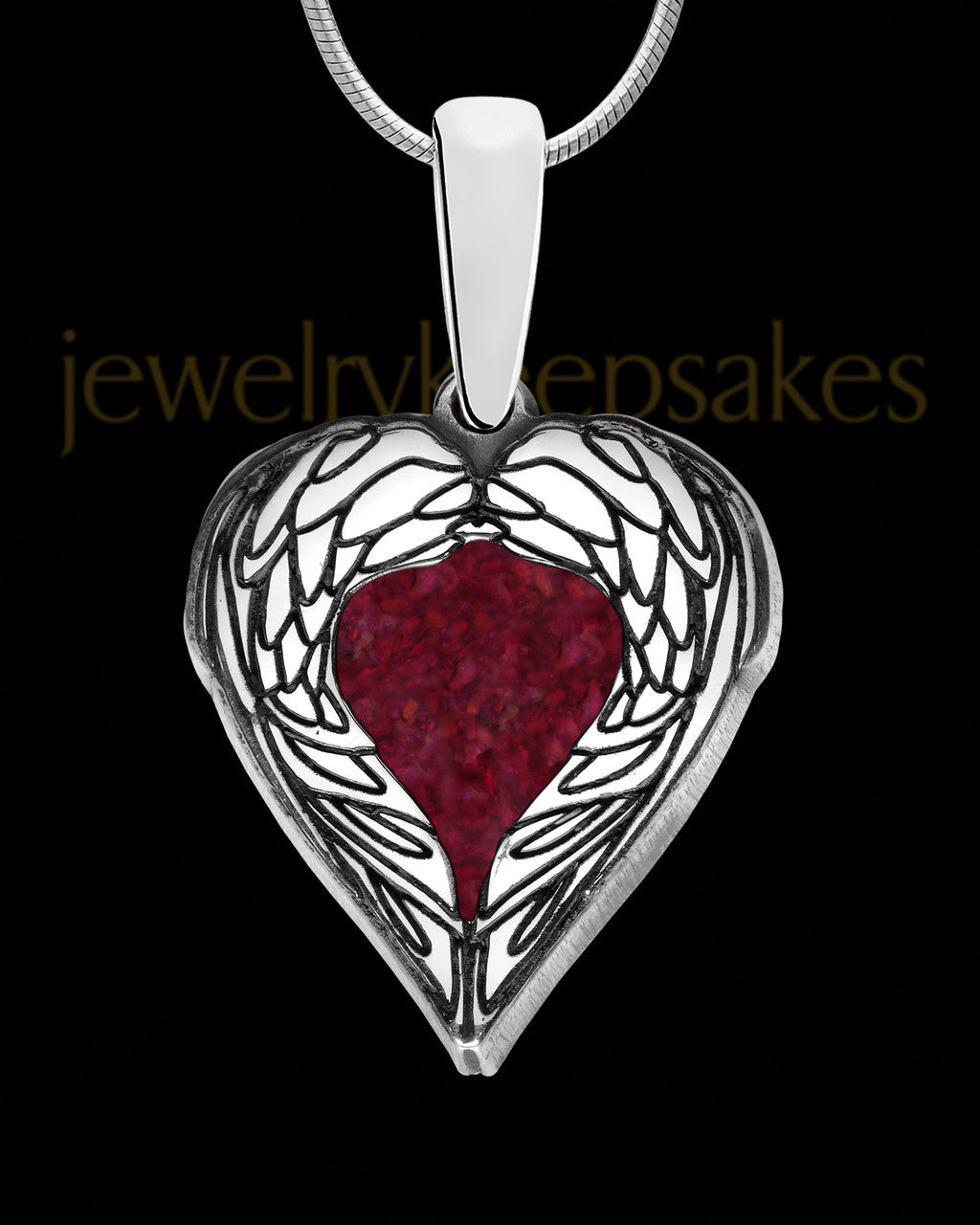 Heart In Flight Silver with Garnet Pearl Opal Ash Jewelry