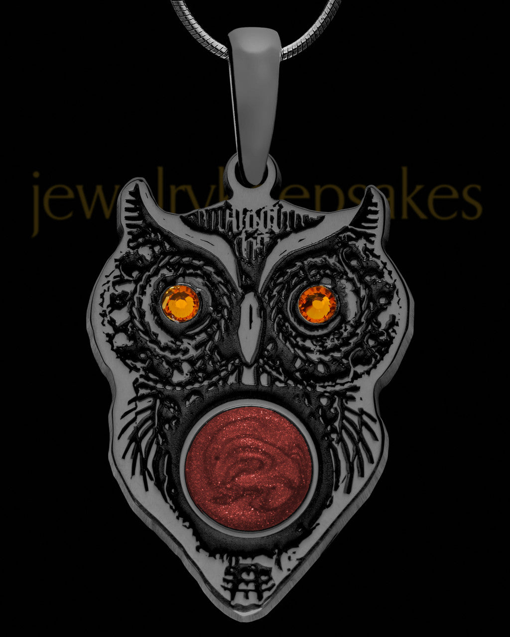 Birthstone Owl Black Finish with Berry Ash Jewelry
