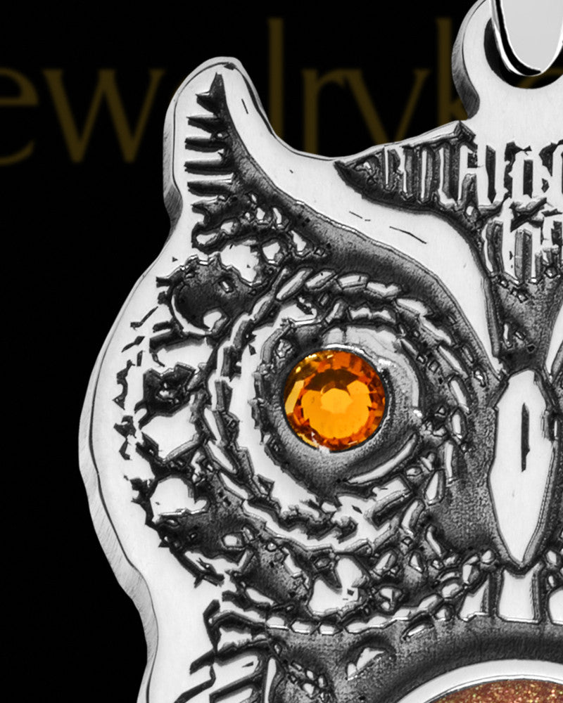 Solid 14K White Gold Birthstone Owl Ash Jewelry