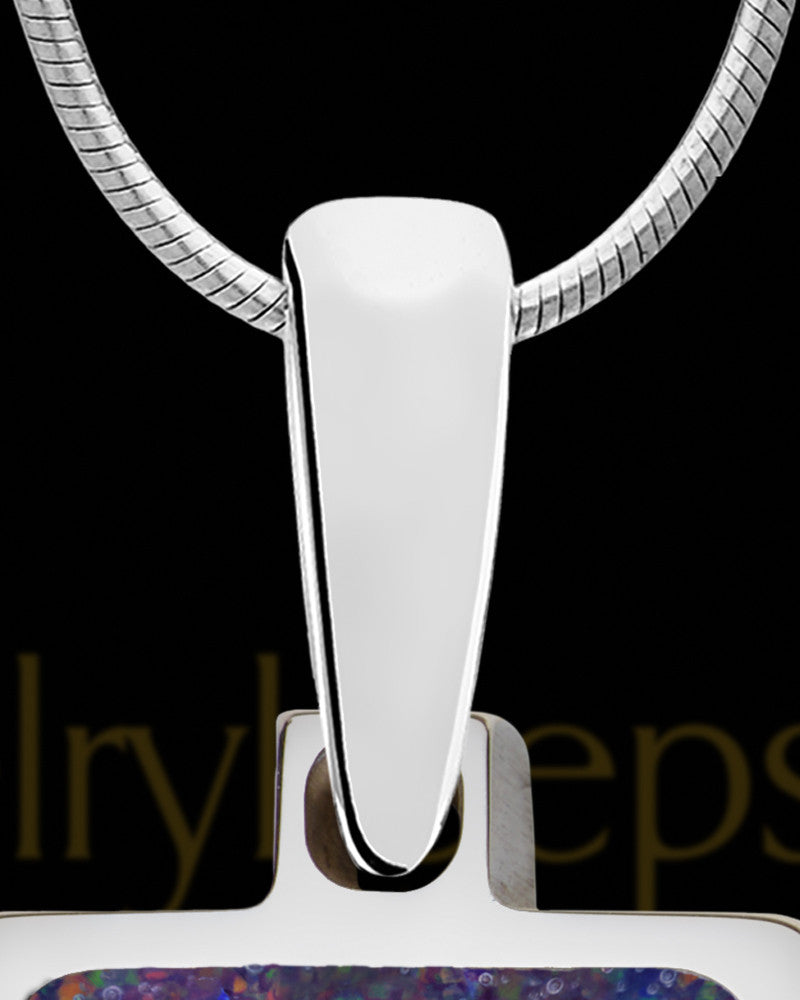 Solid 14K White Gold Blackpine Rectangle Ash Jewelry