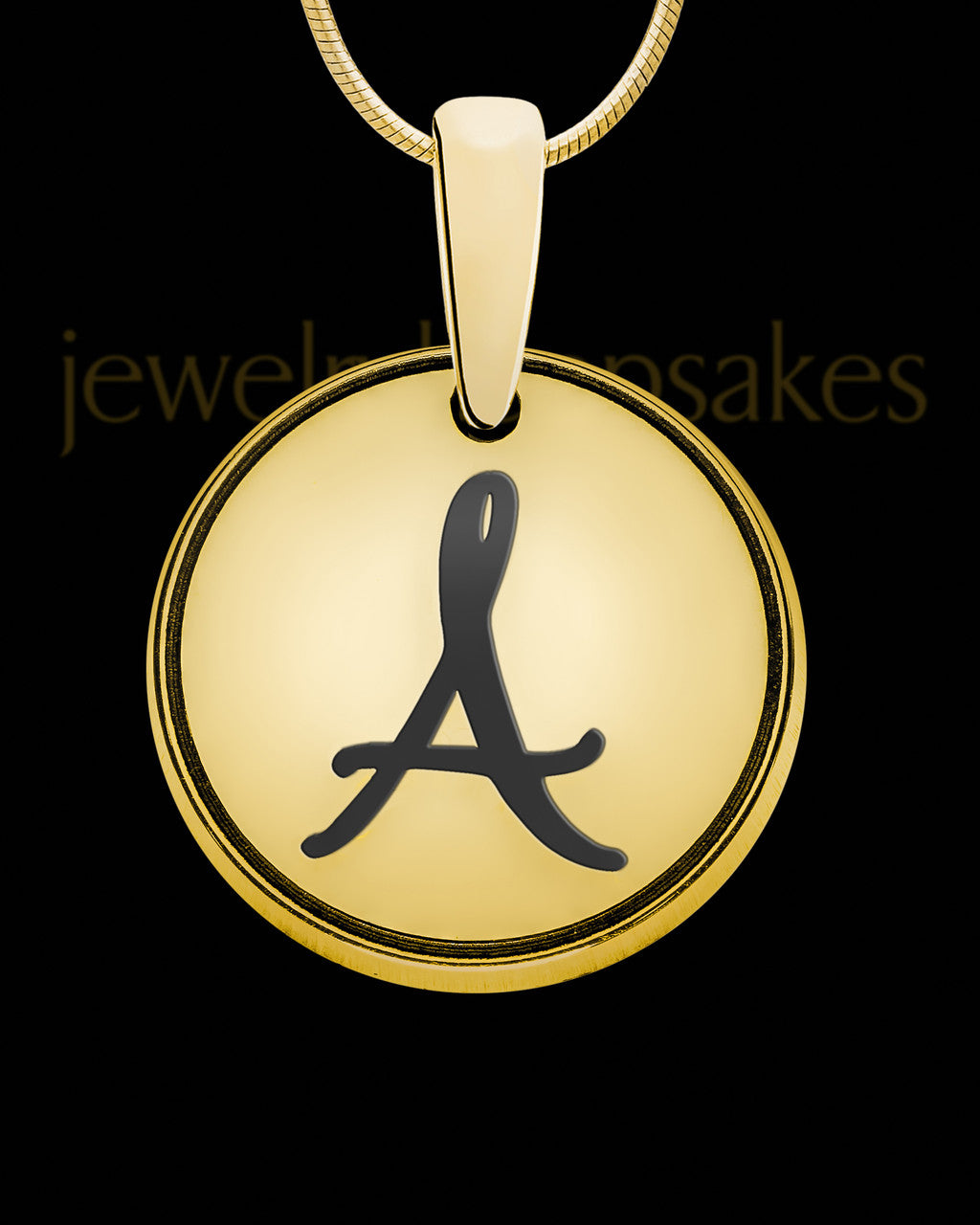 Solid 14K Gold Romano Round Initial Ash Jewelry