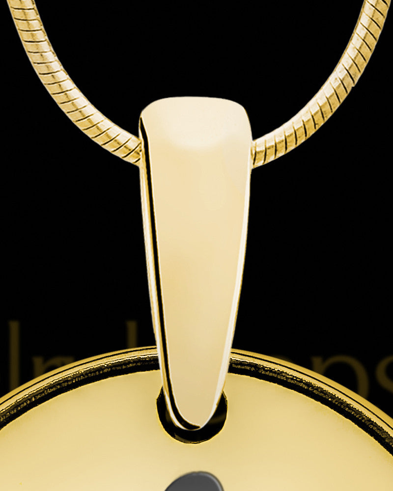 Solid 14K Gold Romano Round Initial Ash Jewelry