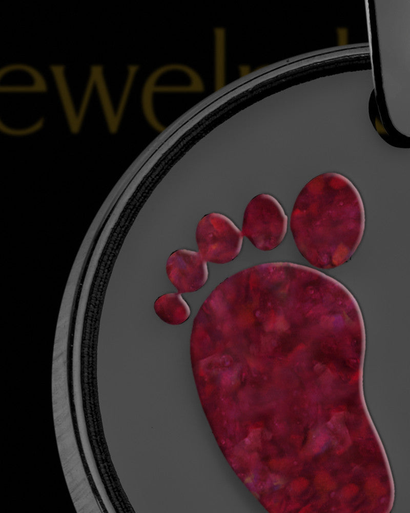 Tiny Toes Round Black Finish with Garnet Pearl Opal Ash Jewelry