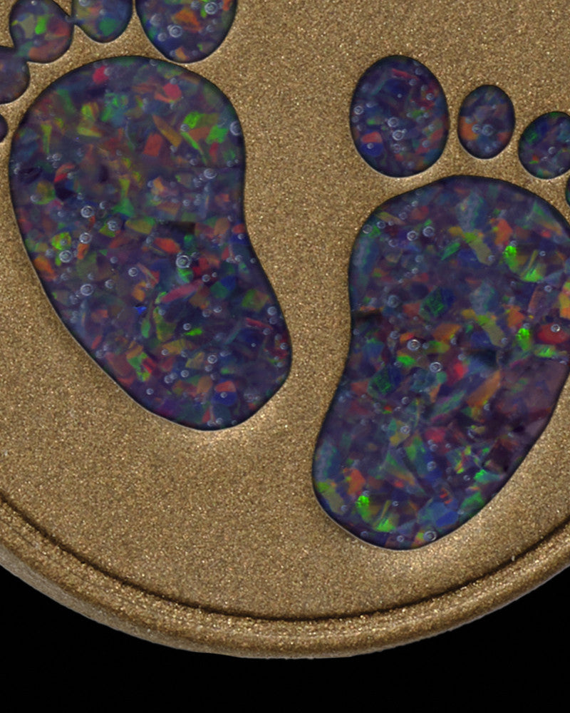 Tiny Toes Round Bronze Finish with Black Blaze Opal Ash Jewelry
