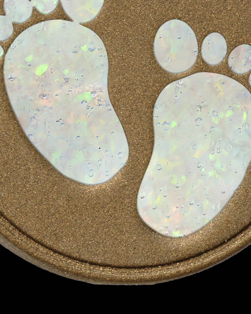 Tiny Toes Round Bronze Finish with Crushed Linen Opal Ash Jewelry