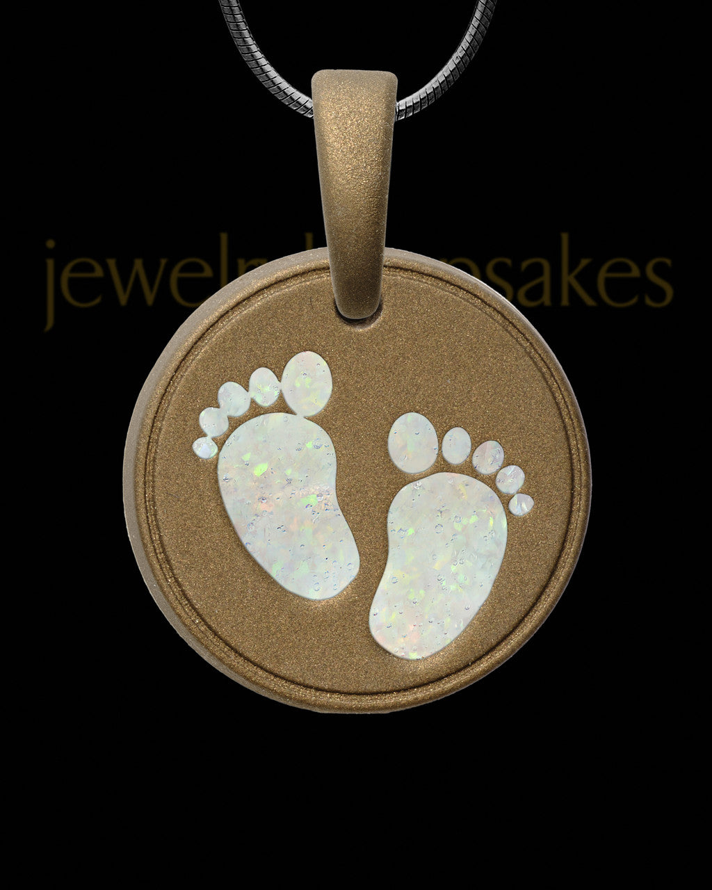 Tiny Toes Round Bronze Finish with Crushed Linen Opal Ash Jewelry