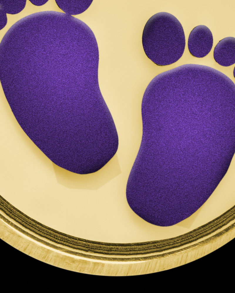 Solid 14K Gold Tiny Toes Round with Orchid Ash Jewelry