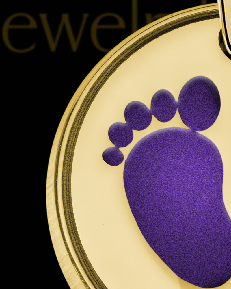 Solid 14K Gold Tiny Toes Round with Orchid Ash Jewelry