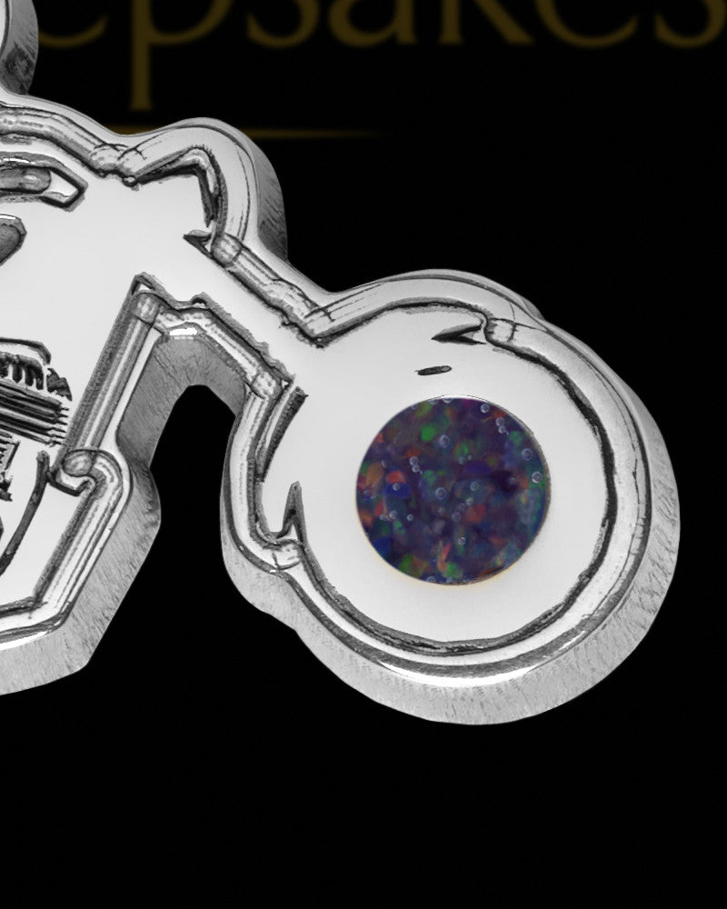 Solid 14K White Gold Eternal Highway with Black Blaze Opal Ash Jewelry