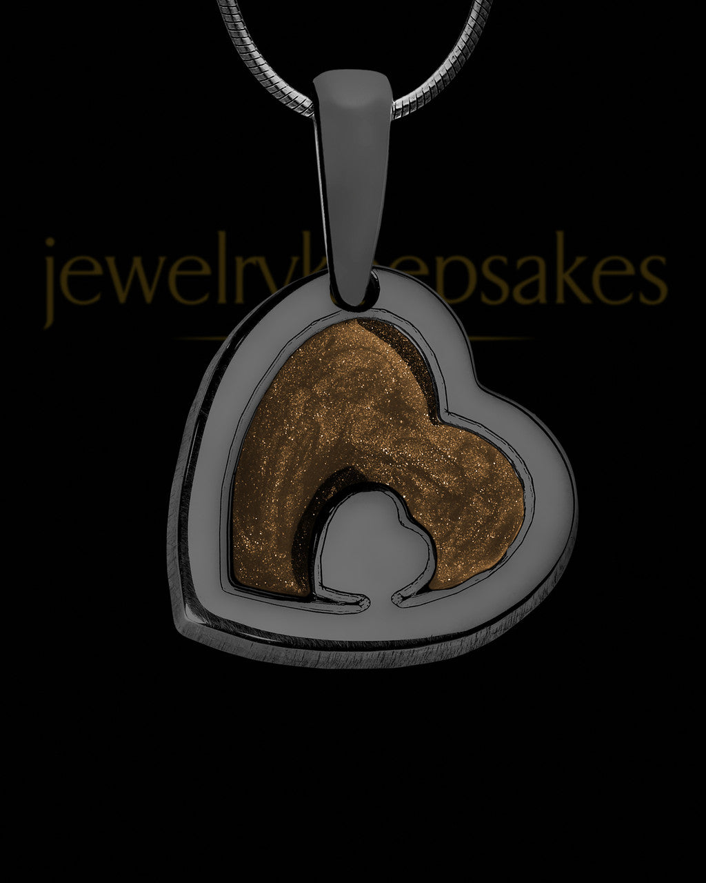 Heart Within Black Finish with Coffee Ash Jewelry