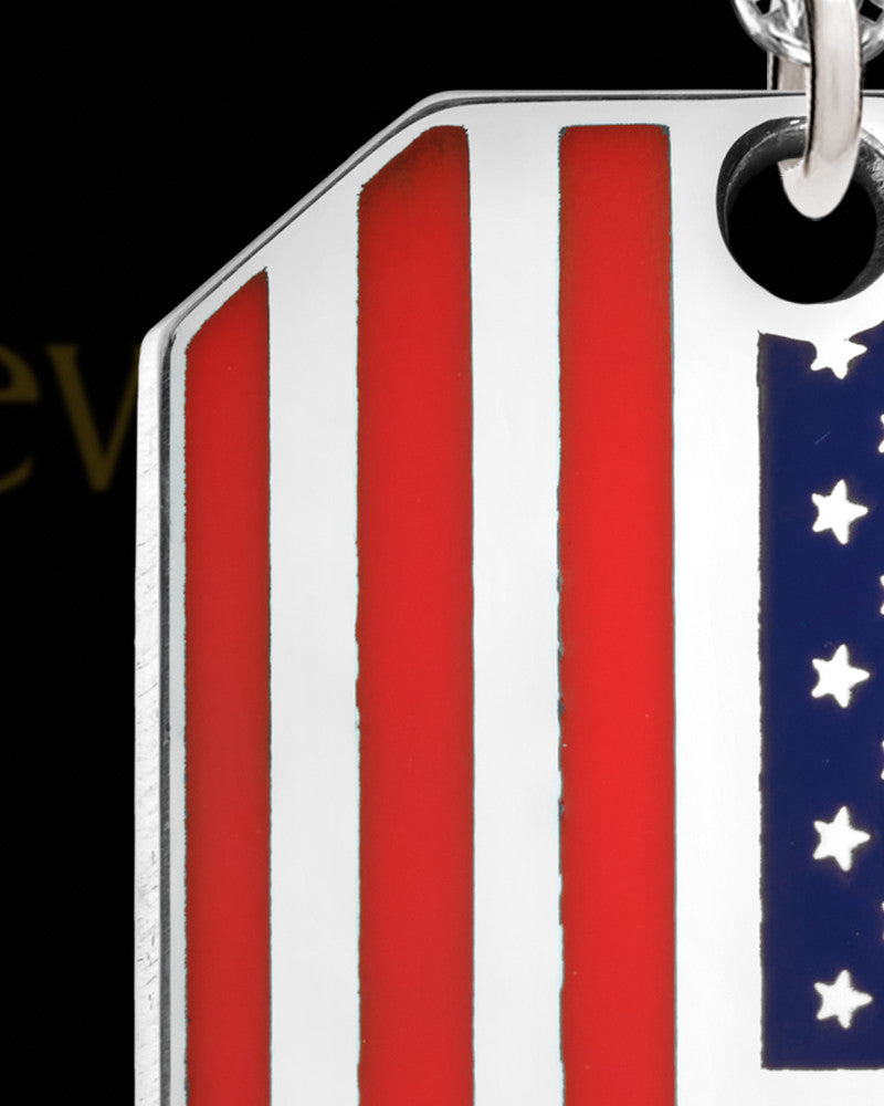 Solid 14K White Gold American Flag Ash Jewelry