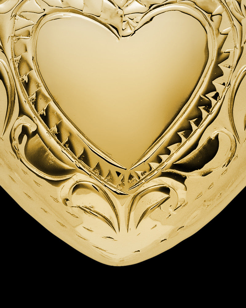 Cremation Remains Jewelry Etched Double Gold Plated Heart