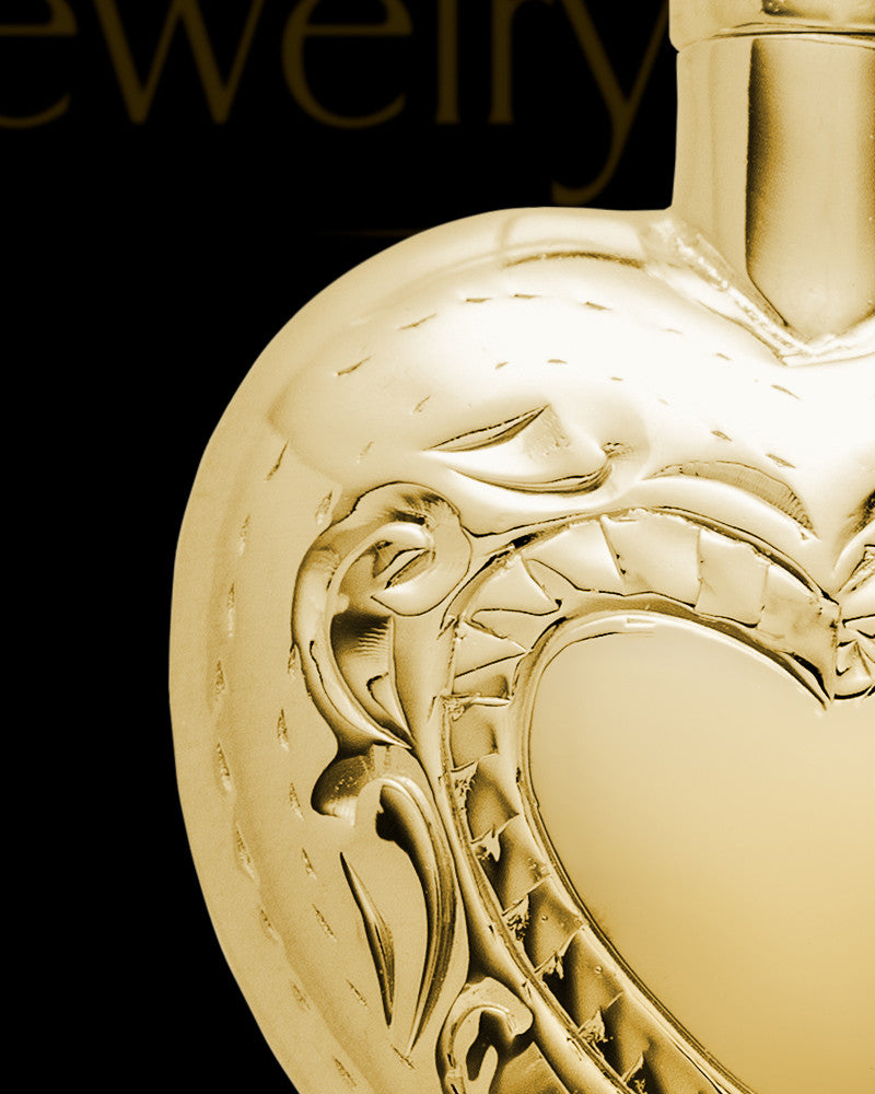 Cremation Remains Jewelry Etched Double Gold Plated Heart