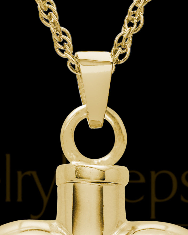 Cremation Remains Jewelry Etched Double 14k Gold Heart