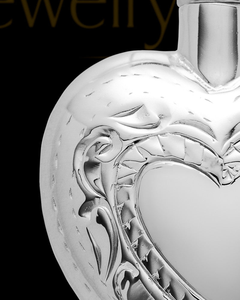 Engraved Heart Cremated Remains Jewelry Etched Double Sterling Silver