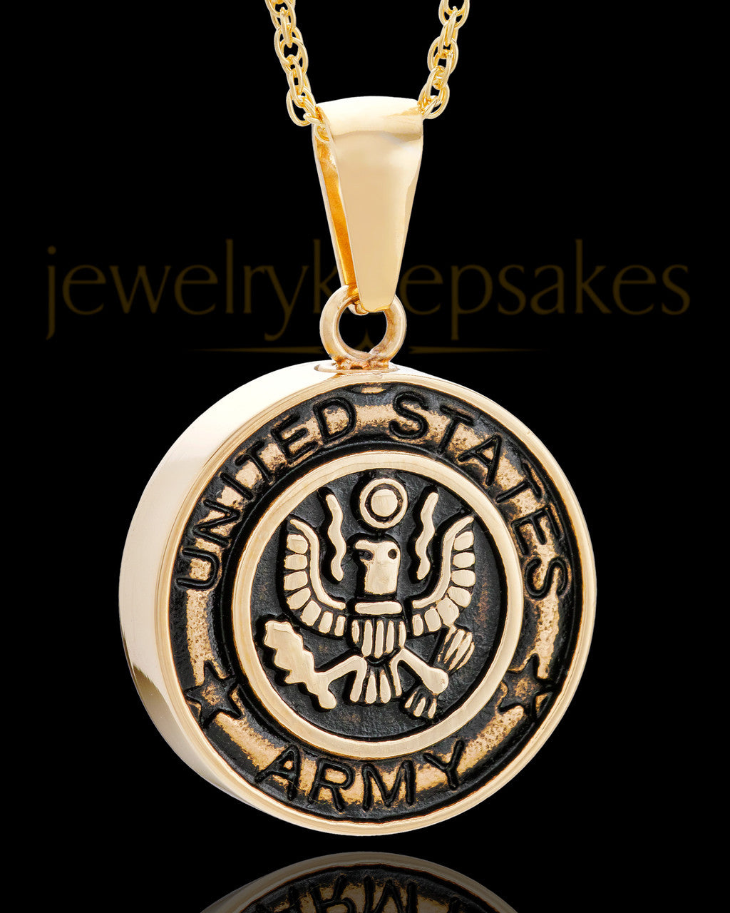 Gold Plated over Stainless Military Medallion-Army Urn Pendant