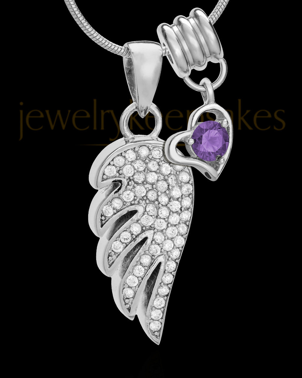 Sterling Silver February Soaring Spirit Cremation Urn Pendant