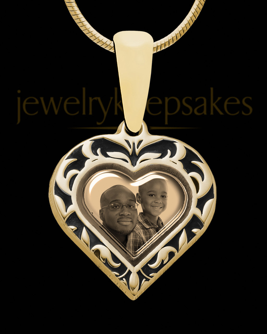 14K Gold Photo Etched Heart Pendant