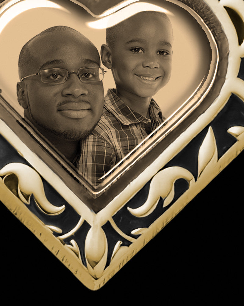 14K Gold Photo Etched Heart Pendant