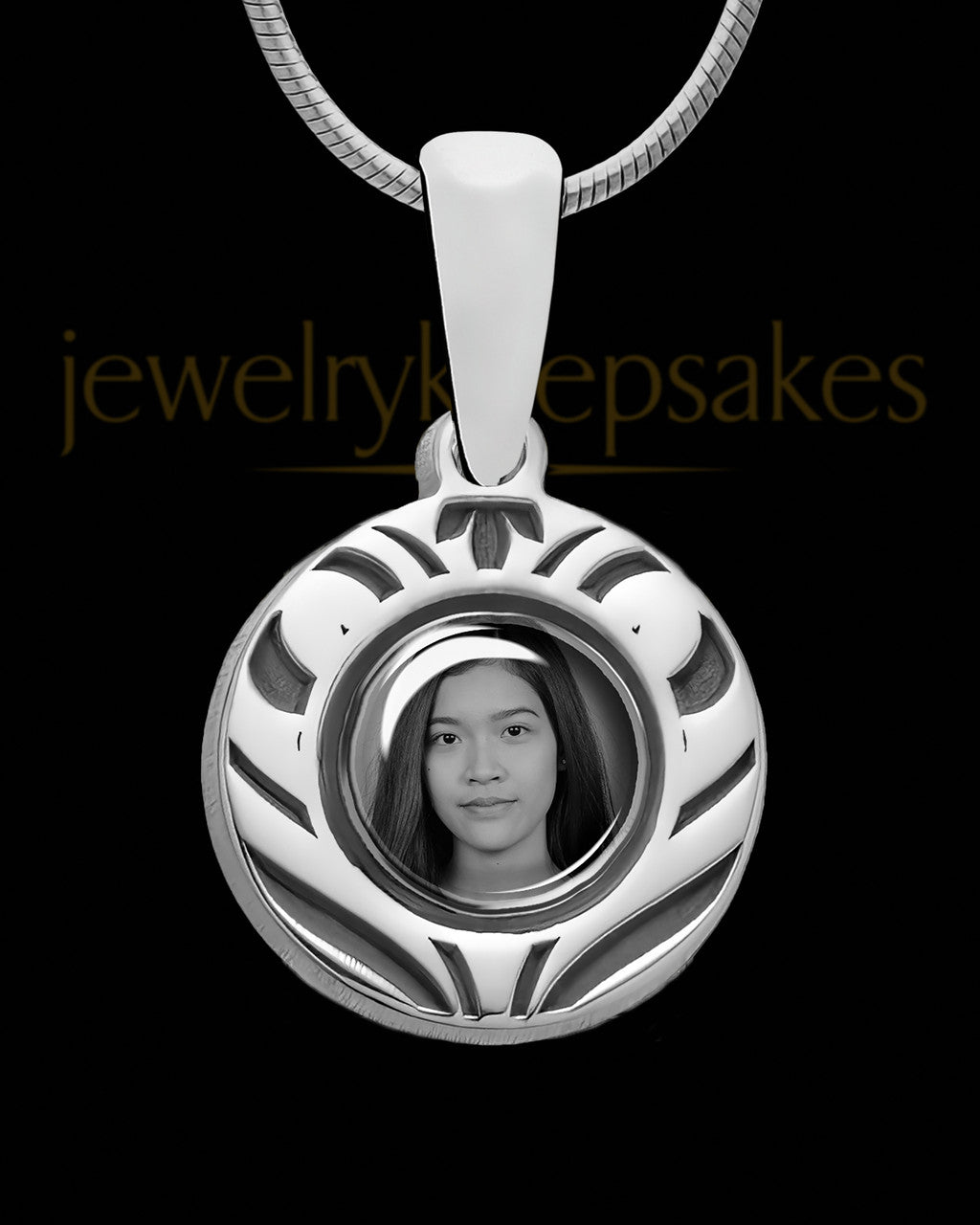 Sterling Silver Intricate Circle Color Photo Pendant