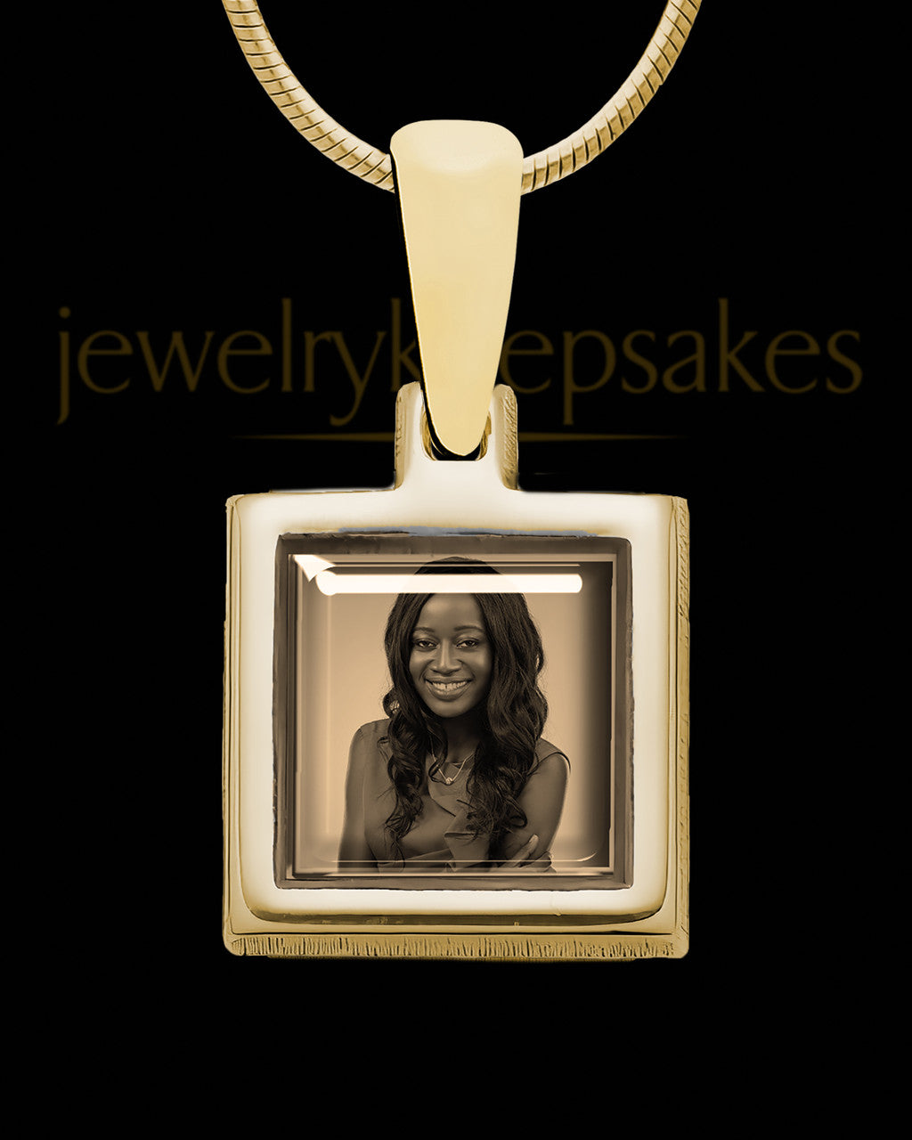 14K Gold Photo Square Pendant