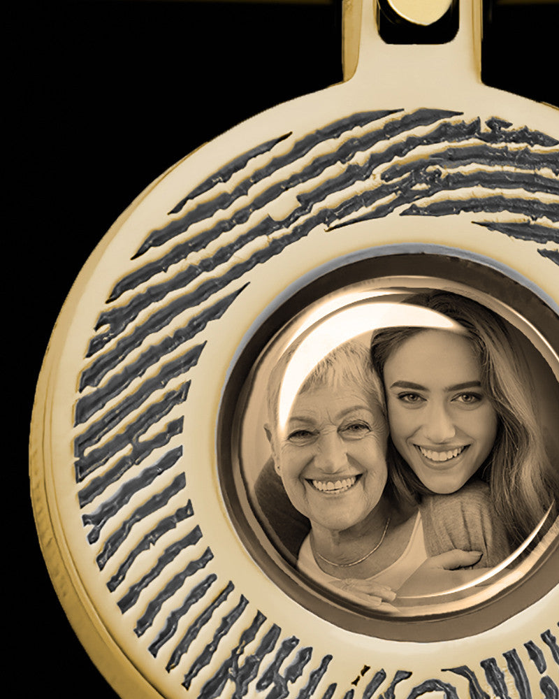14K Gold Photo Round Thumbprint Pendant