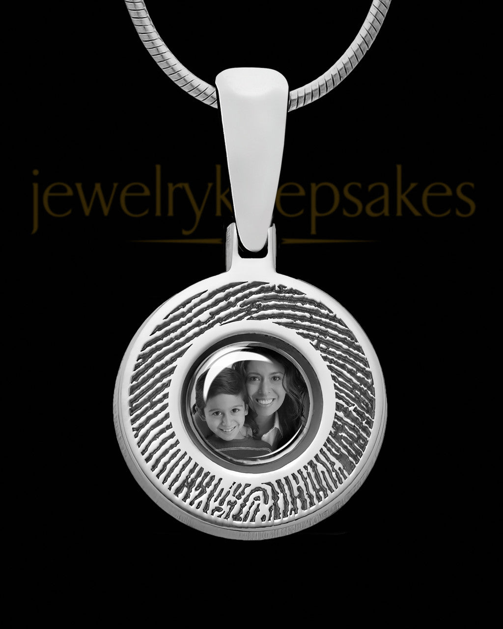 Sterling Silver Photo Round Thumbprint Pendant