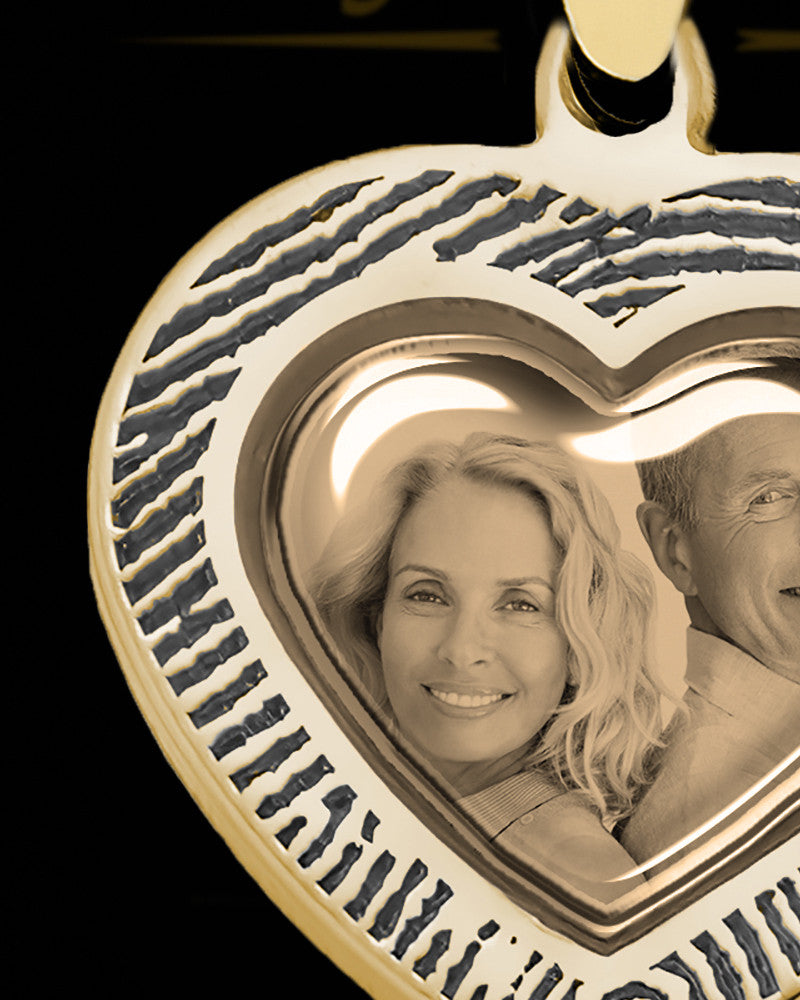 14K Gold Photo Perfect Heart Thumbprint Pendant