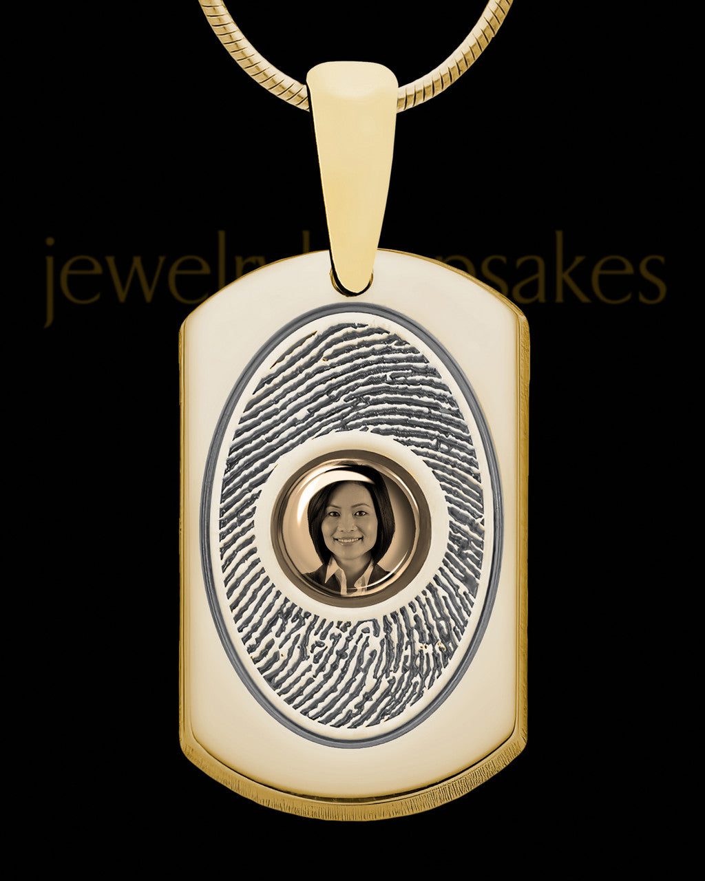 14K Gold Photo Dog Tag Thumbprint Pendant