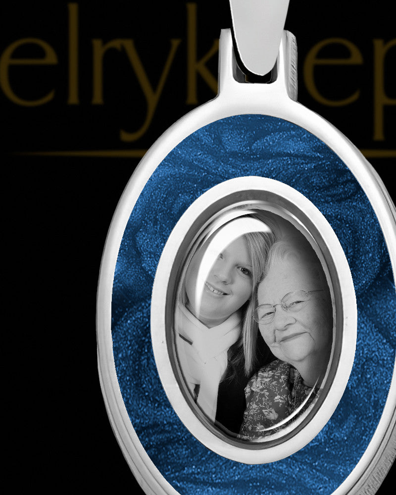 Sterling Silver Photo Oval with Cyanic Ash Jewelry