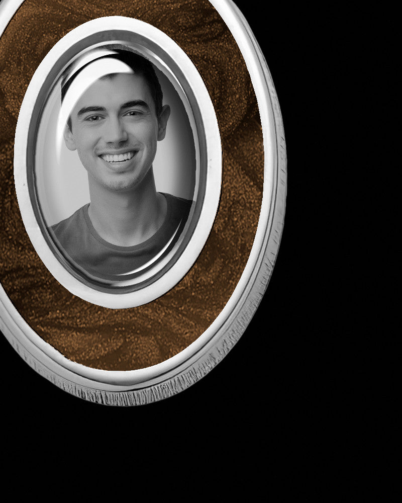 Sterling Silver Photo Oval with Espresso Ash Jewelry