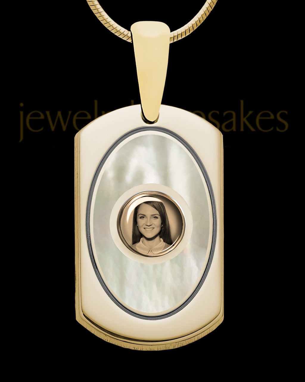 14K Gold Photo Dog Tag with Flaxen Ash Jewelry
